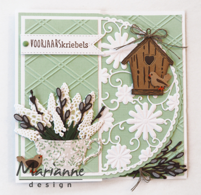 LR0515 - Marianne Design - Willow cats & birdhouse - Creatables - Detail 2