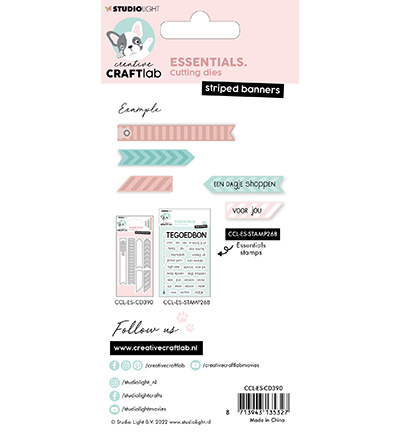 CCL-ES-CD390 - CraftLab - Striped banners Essentials nr.390 - Cadres, Etiquettes, Billets - Detail 1