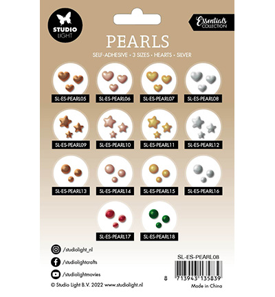 SL-ES-PEARL08 - StudioLight - Silver hearts Essentials nr.08 - Adhesive Pearls - Detail 1