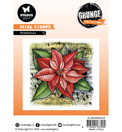 SL-GR-STAMP319 - StudioLight - Poinsettia Grunge Collection nr.319 - Noël, hiver - Detail 2