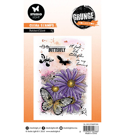 SL-GR-STAMP399 - StudioLight - Butterflies Grunge collection nr.399 - Fleurs - Detail 1