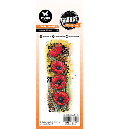 SL-GR-STAMP443 - StudioLight - Poppy flower Grunge collection nr.443 - Fleurs - Detail 1