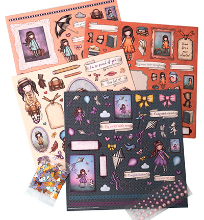 GOR-ES-DCS03 - Gorjuss - Die-cut Sheets 4x2 paper, sequin/pearl Essentials nr.03 - Paper, pearls and ribbon - Detail 2