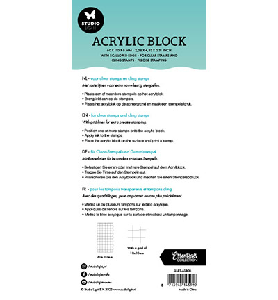 SL-ES-ASB08 - StudioLight - Acrylic stamping block for clear and cling stamps with grid Essentials nr.08 - Acrylic Block - Detail 1 SL-ES-ASB08 - StudioLight - Acrylic stamping block for clear and cling stamps with grid Essentials nr.08 - Acrylic Block - Detail 1