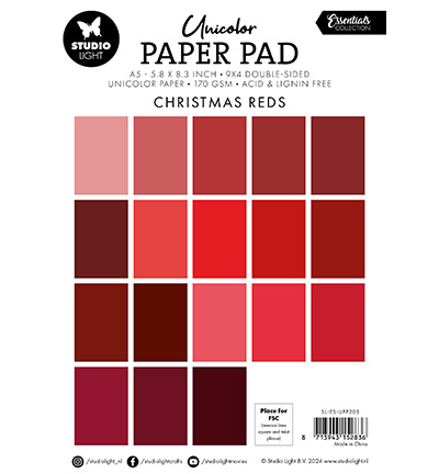 SL-ES-UPP205 - StudioLight - Paper Pad Christmas reds Essentials nr.205 - Paper Pad Unicolor - Detail 1