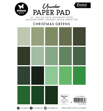 SL-ES-UPP206 - StudioLight - Paper Pad Christmas greens Essentials nr.206 - Paper Pad Unicolor - Detail 1