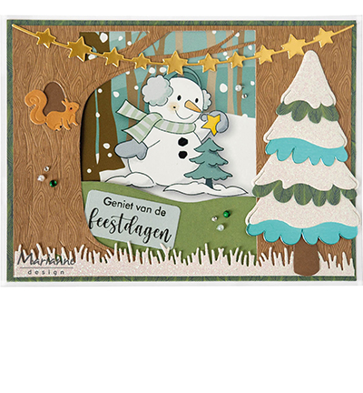 COL1554 - Marianne Design - Snowy tree by Marleen - Noël, hiver - Detail 2