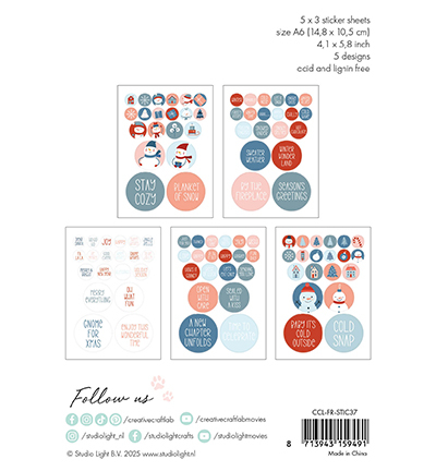 CCL-FR-STIC37 - CraftLab - Sticker Paper Pad Winter Friendz nr.37 - Sticker Pads - Detail 1