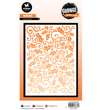 SL-GR-MASK349 - StudioLight - Holly swirl Grunge Collection nr.349 - Noël, hiver - Detail 1