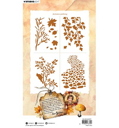 JMA-AW-MASK371 - Jenine's - Autumn Pathway, 4 masks Autumn In The Woods nr. 371 - Automne, Halloween - Detail 4