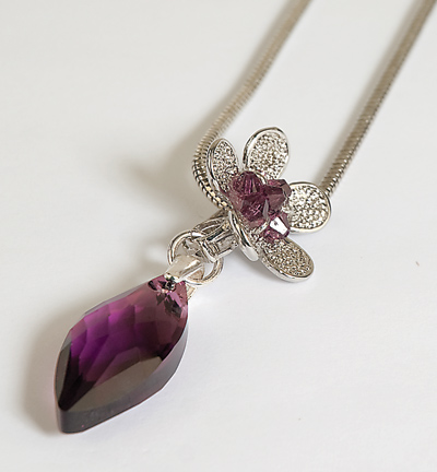 6110mm Amethyst 30x1 - Swarovski - (1)Swarovski Hanger 30x14mm Amethyst - 6110 - Navette pendant, 30 x 14mm - Detail 1