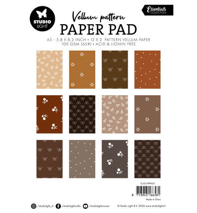 SL-ES-VPPP451 - StudioLight - Spring brown print Essentials nr. 451 - Paper Pad Vellum - Detail 1