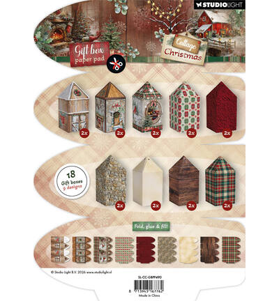 SL-CC-GBPP490 - StudioLight - StudioLight Bloc Papier Boîtes Cadeaux – House Box Cottage Christmas n° 490 - Boites & emballages - Detail 1 SL-CC-GBPP490 - StudioLight - StudioLight Bloc Papier Boîtes Cadeaux – House Box Cottage Christmas n° 490 - Boites & emballages - Detail 1