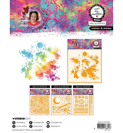 ABM-26-MASK404 - StudioLight - ABM Pochoir – Splatters & Splashes Art by Marlene n° 404 - Masques Art by Marlene - Detail 1 ABM-26-MASK404 - StudioLight - ABM Pochoir – Splatters & Splashes Art by Marlene n° 404 - Masques Art by Marlene - Detail 1