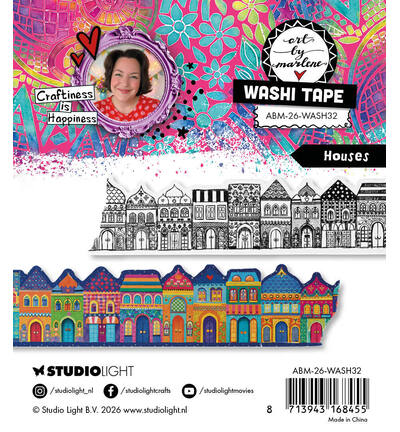 ABM-26-WASH32 - StudioLight - ABM Ruban Washi – Houses Art by Marlene n° 32 - Washi Tape - Detail 1 ABM-26-WASH32 - StudioLight - ABM Ruban Washi – Houses Art by Marlene n° 32 - Washi Tape - Detail 1