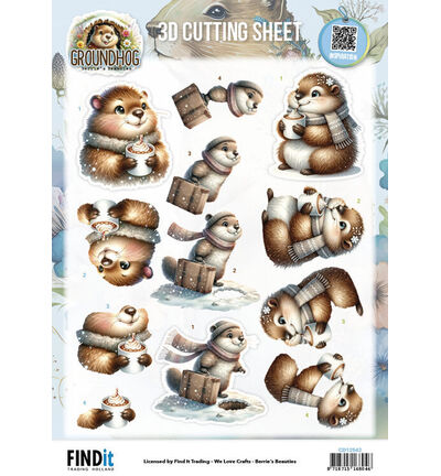 CD12542 - Find-it - Feuille 3D 10 pcs – Winter Bliss - Groundhog - Detail 1