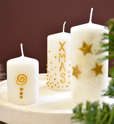 800179201 - ViVa Decor - Or / Or paill. / Argent / Argent paill. - Candle Wachs-Pen Sets - Detail 1