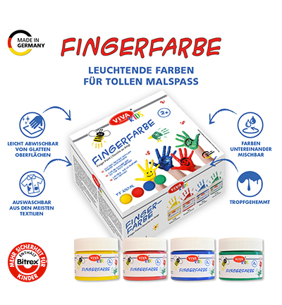 800301700 - ViVa Decor - Basic (Jaune / Rouge / Bleu / vert) - Peinture doigts enfants - Detail 1