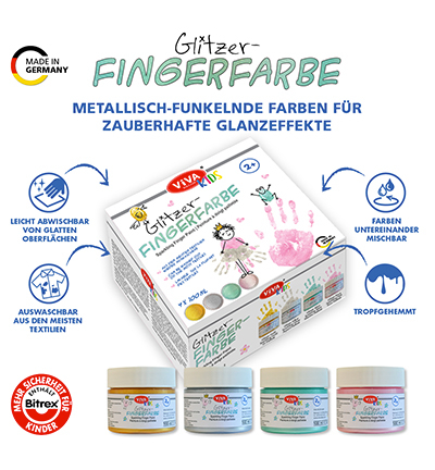 800301800 - ViVa Decor - Glitzer (agrent paill. / Rose / Menthe / or) - Peinture doigts enfants - Detail 1