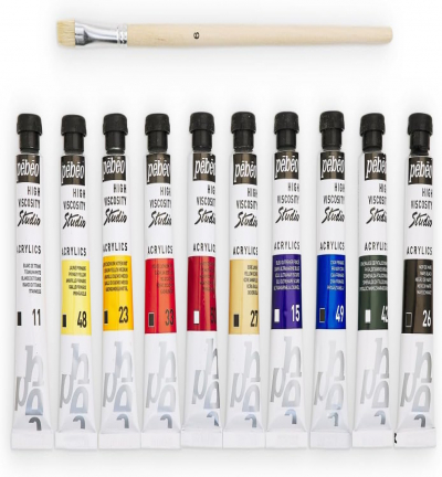 833-316 - Pebeo - Studio Acrylic 10 x 20ml + Brush, Assorti - Studio Acrylic - Detail 2 833-316 - Pebeo - Studio Acrylic 10 x 20ml + Brush, Assorti - Studio Acrylic - Detail 2