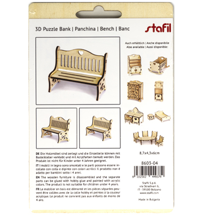8603-04 - Stafil - 3D wooden puzzle banc - Miniatures - Detail 1