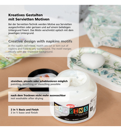 1121001124 - ViVa Decor - Servietten-Technik Kleber & Lack, Seidenmatt - Colle serviettes - Detail 5