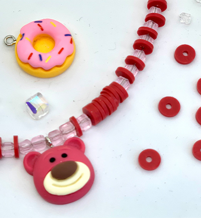 12415-1623 - Hobby Crafting Fun - Bear luv donuts 4 toy charms & katsuki beads/glass beads - Katsuki & toy charms set - Detail 1