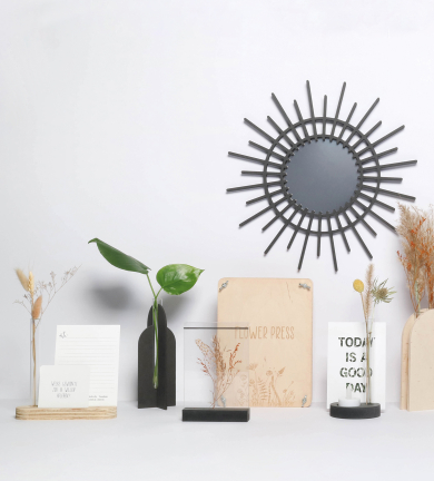 467.800.013 - By Woom - Miroir petit, MDF noir + Miroir acrylique - Miroir - Detail 1