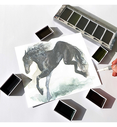 MC20GR/6V - Kuretake / ZIG - Graphite Colors, 6 Colors set - Gansai Tambi Sets - Detail 4