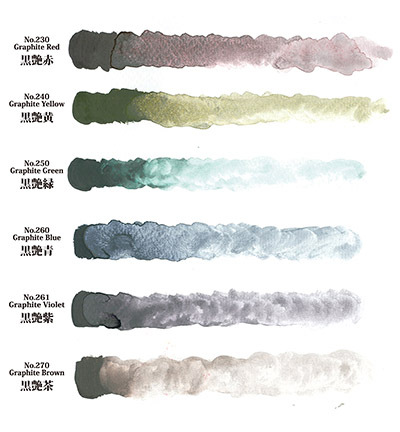 MC20GR/6V - Kuretake / ZIG - Graphite Colors, 6 Colors set - Gansai Tambi Sets - Detail 7