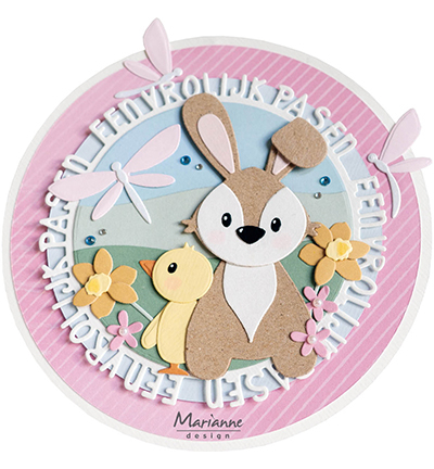 CR1580 - Marianne Design - Vrolijk Pasen cirkel by Marleen - Textes - Detail 5