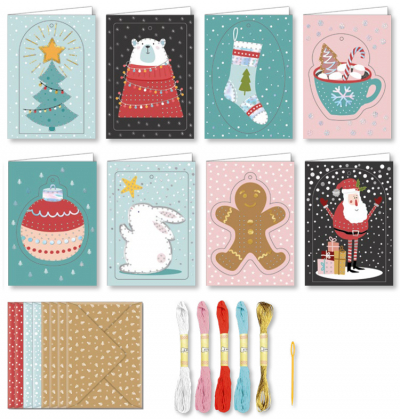 308 00 99F - Ursus - Set cartes brodées, Noël - Cartes à broder - Detail 1