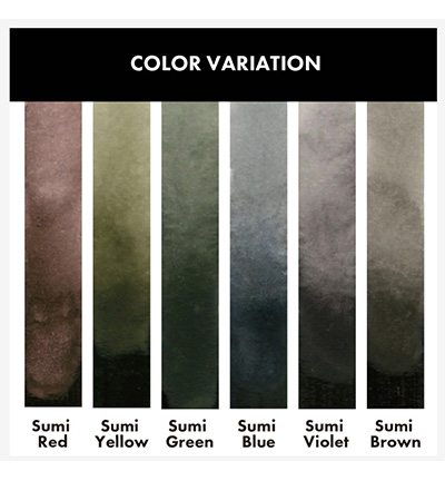 MC20SU/6V - Kuretake / ZIG - Sumi Colors, 6 Colors set - Gansai Tambi Sets - Detail 3