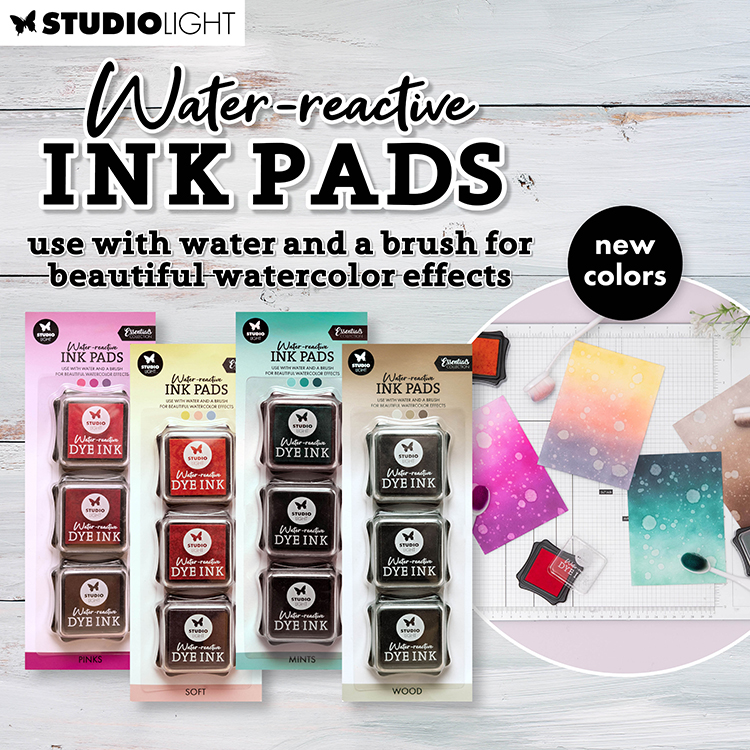 StudioLight Tampons encreurs réactifs à l'eau et pinceaux estompeurs d'encre « Essentials » de StudioLight