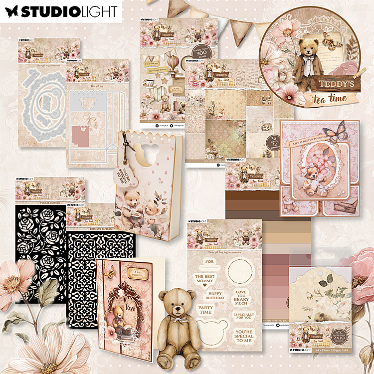 StudioLight 'Torn Edge' gabarits de découpe aux bords déchirés d'Essentials' & la nouvelle ollection 'Teddy's Tea Time' de StudioLight