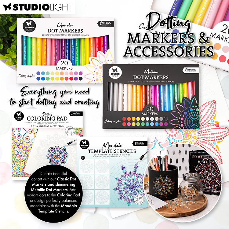 StudioLight Marqueurs de dotting et accessoires & pages de coloriage Mandala de StudioLight