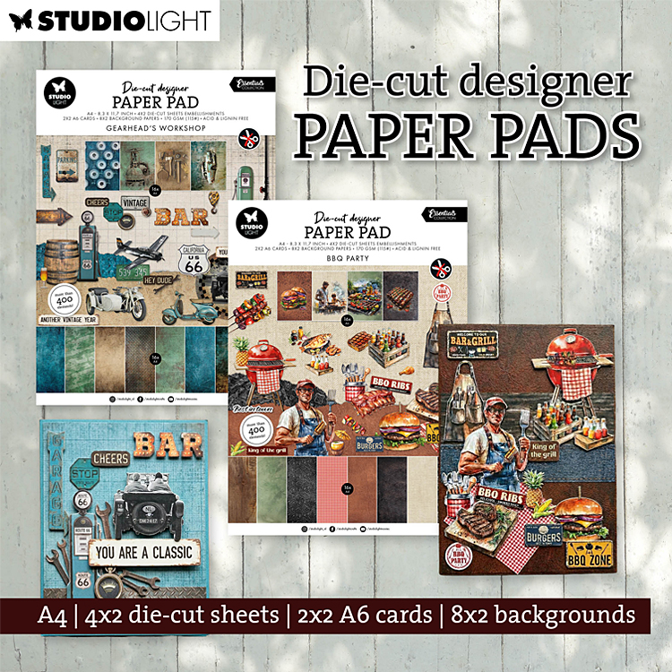 StudioLight Blocs de papier aux dessins pre-perforés et tampons aux textes(en anglais) de Studiolight StudioLight Blocs de papier aux dessins pre-perforés et tampons aux textes(en anglais) de Studiolight