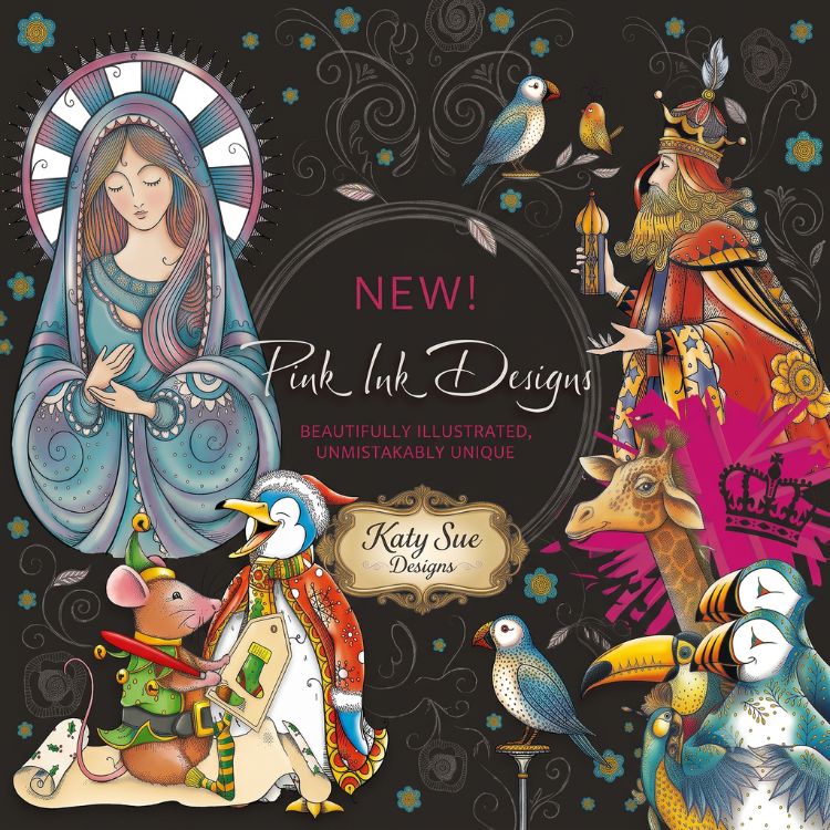 Katy Sue,Pink Ink Designs Pink Ink Designs : clear stamps avec caractère, clin d'œil et plaisir de colorier