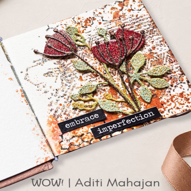 Page de journal avec fleurs, Baked Clay