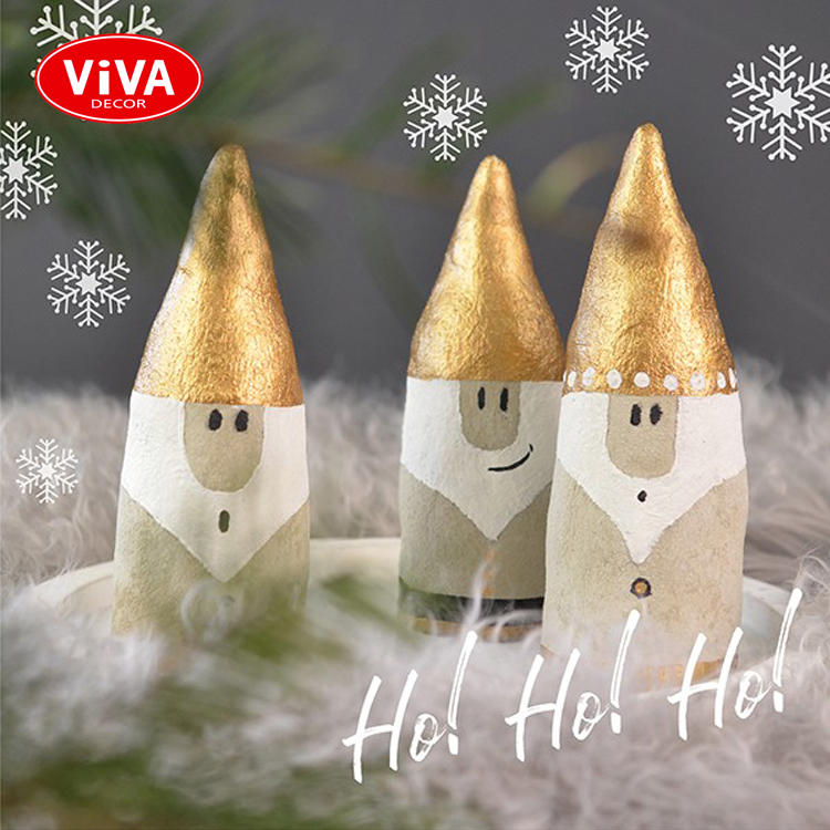 Viva Decor Pères Noël en Beton zum Kneten : béton modelable, sublimé au Keramik-Effekt et au Maya Gold