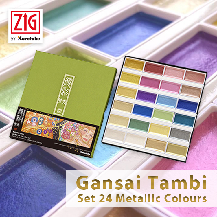 Overig Gansai Tambi , Set aux 24 couleurs métalliques de Kuretake/ZIG