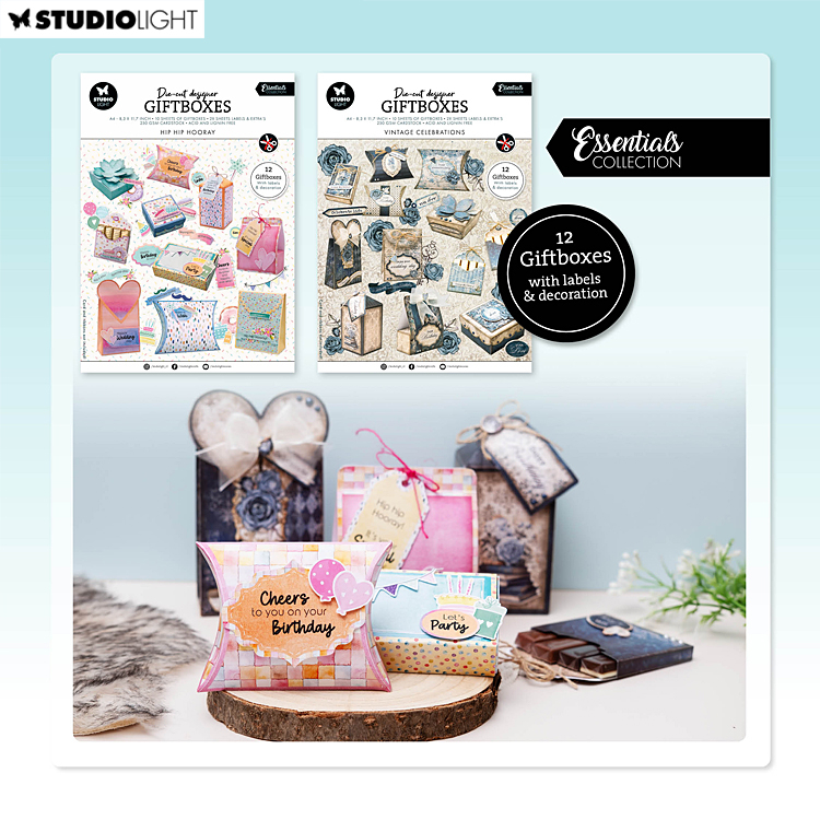 StudioLight Boîtes cadeaux DIY, tampons & gabarits à découper d' Essentials de StudioLight