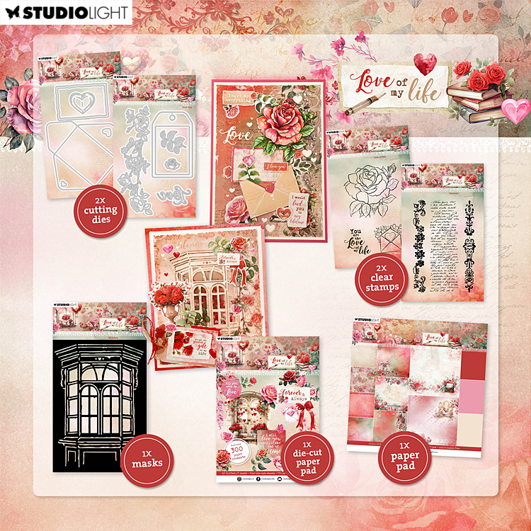 StudioLight Jenine's Mindful Art collection, mixed paper pad & 'Love of my life' collection de StudioLight