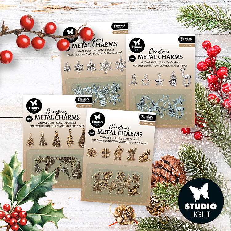 StudioLight 'Gabarits d'embossage d'Essentials & 'Christmas' breloques en métal d'Essentials de StudioLight