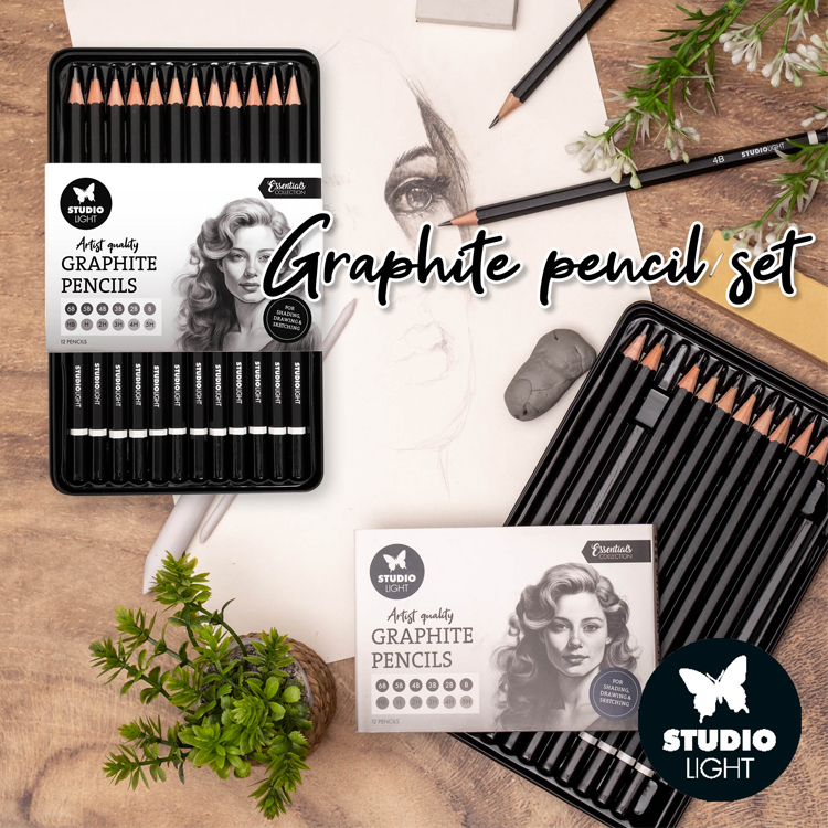 StudioLight Crayons graphite, pochoirs, DIY boîtes cadeaux, Maisons prédécoupées & Lanternes 'Essentials' de StudioLight