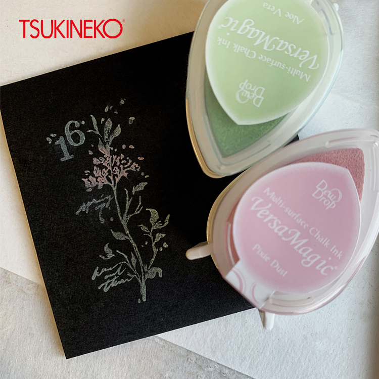 Tampon encreur VersaMagic Tsukineko avec effet chalky sur papier